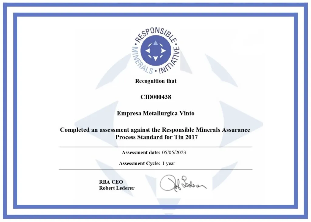 Certificados Empresa Metalúrgica Vinto 5